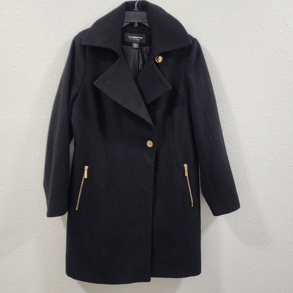 Liz Claiborne Outwear Elegant Black Coat for Womens Size L. - Picture 2 of 16